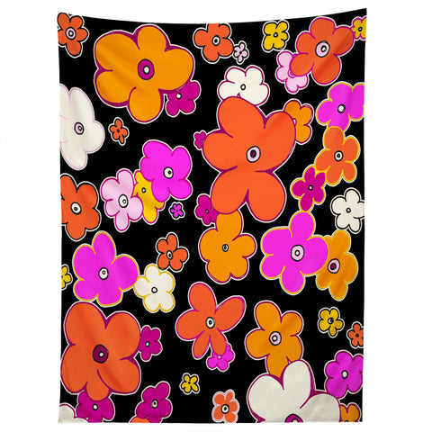 Madart Inc. Puffy Flower Orange Pink Tapestry