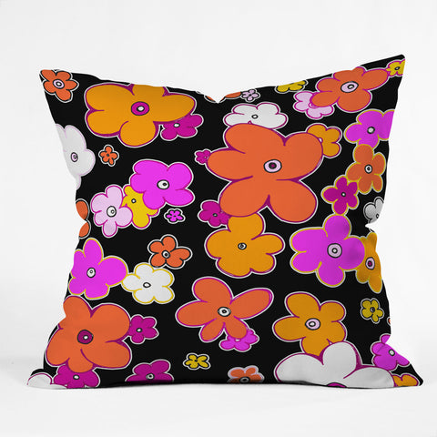 Madart Inc. Puffy Flower Orange Pink Throw Pillow