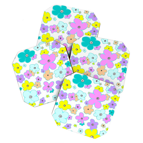 Madart Inc. Puffy Flower Pastel Coaster Set
