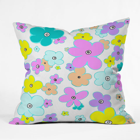 Madart Inc. Puffy Flower Pastel Throw Pillow