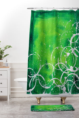 Madart Inc. Richness Of Color Green Shower Curtain And Mat