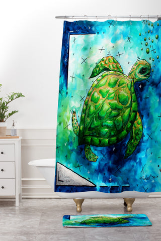 Madart Inc. Sea of Whimsy Sea Turtle Shower Curtain And Mat