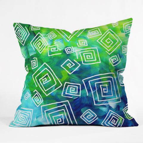 Madart Inc. Sea of Whimsy Square Curly Cue Outdoor Throw Pillow
