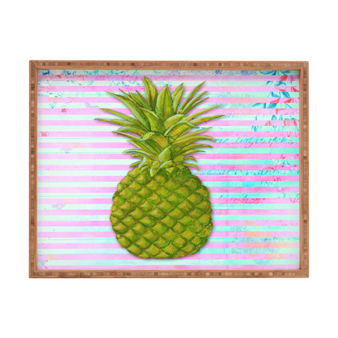 Madart Inc. Striped Pineapple Rectangular Tray