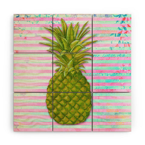 Madart Inc. Striped Pineapple Wood Wall Mural