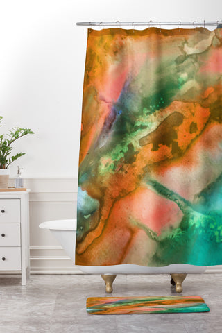 Madart Inc. The Beauty of Color Orange Shower Curtain And Mat