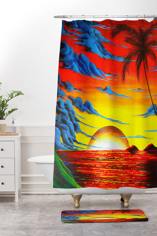 Madart Inc. Tropical Bliss Shower Curtain And Mat