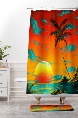 Madart Inc. Tropical Burn Shower Curtain And Mat