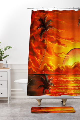 Madart Inc. Tropical Energy Shower Curtain And Mat