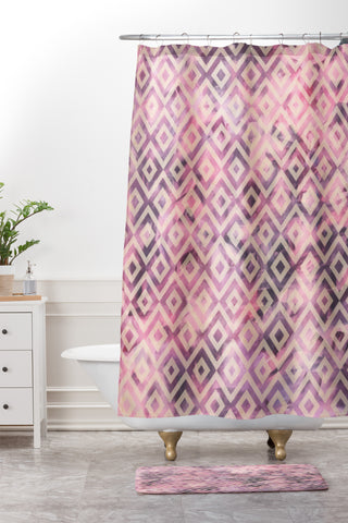 Madart Inc. Tropical Fusion 8 Mauve Diamonds Shower Curtain And Mat