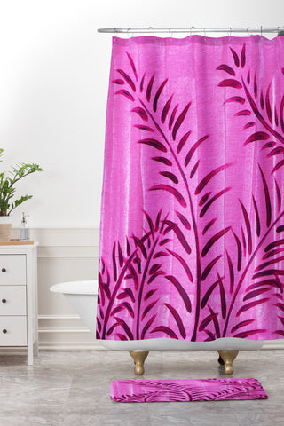 Madart Inc. Tropical Splash Pink Shower Curtain And Mat