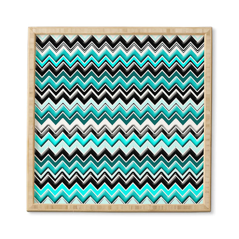 Madart Inc. Turquoise Black White Chevron Framed Wall Art