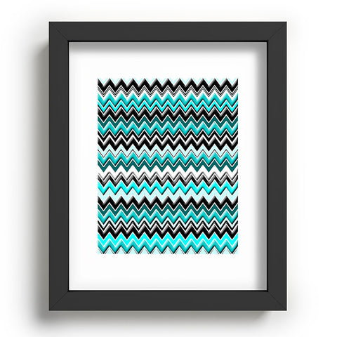 Madart Inc. Turquoise Black White Chevron Recessed Framing Rectangle