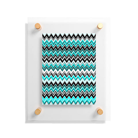 Madart Inc. Turquoise Black White Chevron Floating Acrylic Print