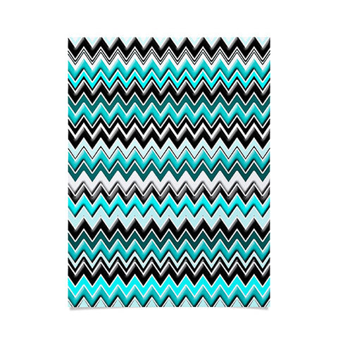 Madart Inc. Turquoise Black White Chevron Poster