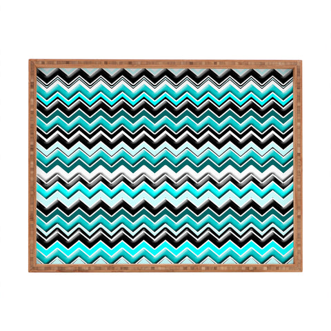 Madart Inc. Turquoise Black White Chevron Rectangular Tray