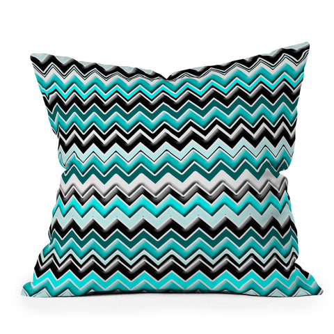 Madart Inc. Turquoise Black White Chevron Throw Pillow