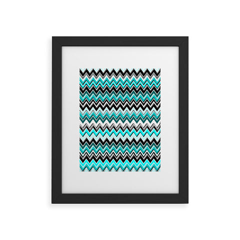 Madart Inc. Turquoise Black White Chevron Framed Art Print