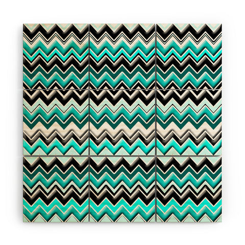 Madart Inc. Turquoise Black White Chevron Wood Wall Mural