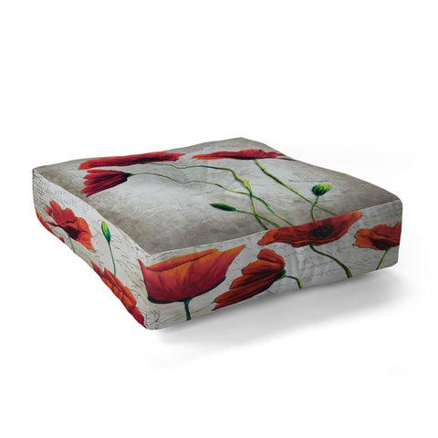 Madart Inc. Vibrant Poppies I Floor Pillow Square
