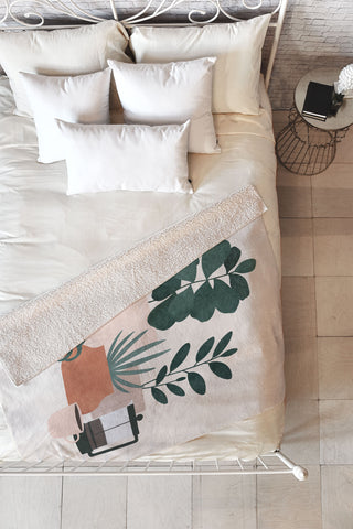 Madeline Kate Martinez Coffee Plants x The Sill Fleece Throw Blanket
