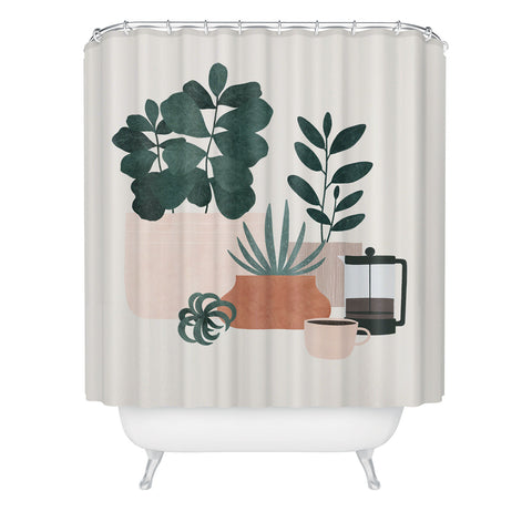 Madeline Kate Martinez Coffee Plants x The Sill Shower Curtain