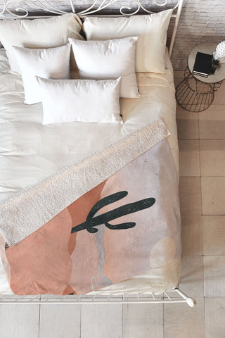 Madeline Kate Martinez saguaro sunset I Fleece Throw Blanket