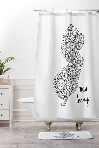 MadisonsDesigns NJ floral mandala Shower Curtain And Mat