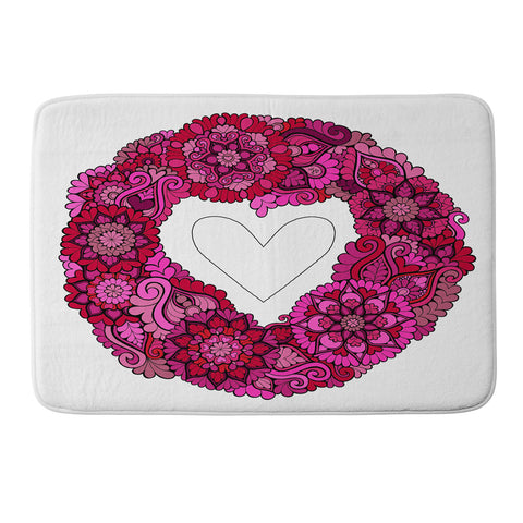 MadisonsDesigns Pink heart floral Mandala Memory Foam Bath Mat