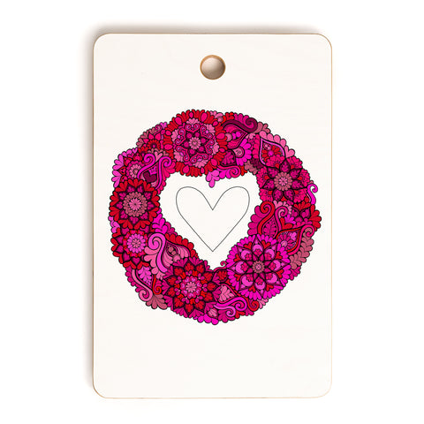 MadisonsDesigns Pink heart floral Mandala Cutting Board Rectangle