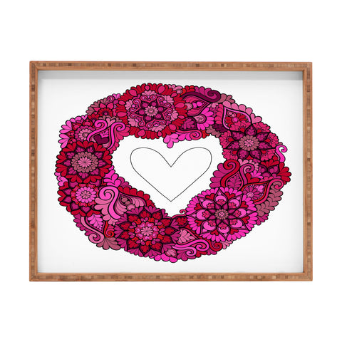 MadisonsDesigns Pink heart floral Mandala Rectangular Tray