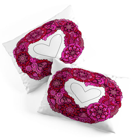 MadisonsDesigns Pink heart floral Mandala Pillow Shams