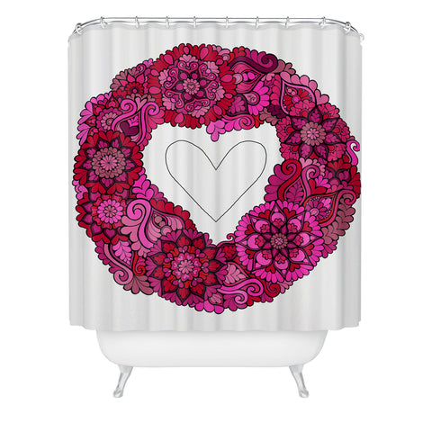 MadisonsDesigns Pink heart floral Mandala Shower Curtain