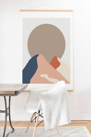 Mambo Art Studio Abstact Mountain Sun Art Print And Hanger