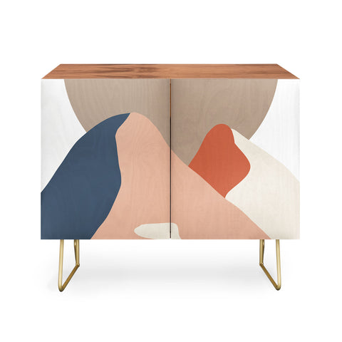 Mambo Art Studio Abstact Mountain Sun Credenza
