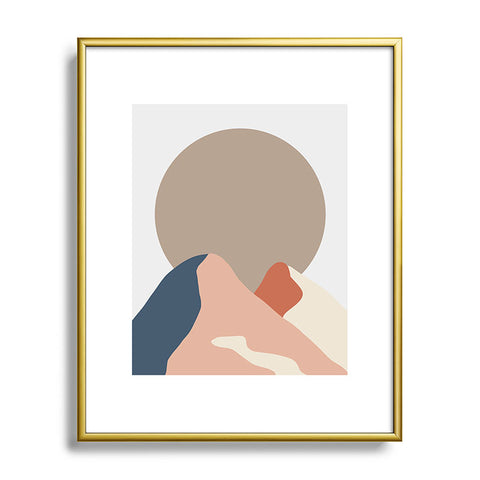 Mambo Art Studio Abstact Mountain Sun Metal Framed Art Print