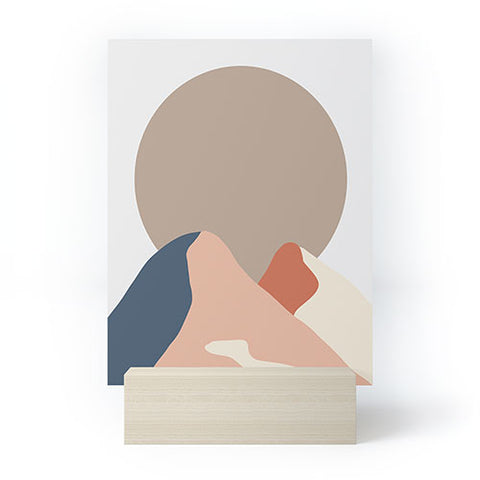 Mambo Art Studio Abstact Mountain Sun Mini Art Print