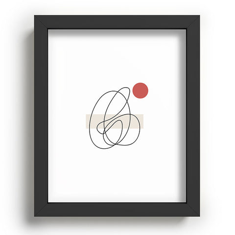 Mambo Art Studio Abstract Lines Red Dot Recessed Framing Rectangle