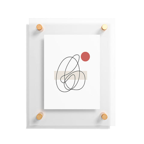 Mambo Art Studio Abstract Lines Red Dot Floating Acrylic Print
