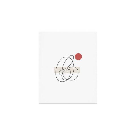 Mambo Art Studio Abstract Lines Red Dot Art Print