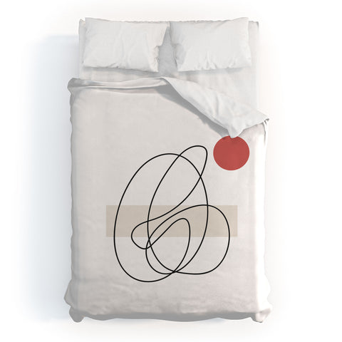 Mambo Art Studio Abstract Lines Red Dot Duvet Cover