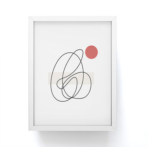 Mambo Art Studio Abstract Lines Red Dot Framed Mini Art Print