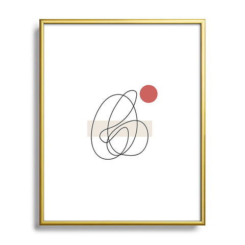 Mambo Art Studio Abstract Lines Red Dot Metal Framed Art Print