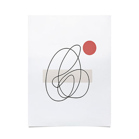 Mambo Art Studio Abstract Lines Red Dot Poster