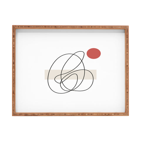Mambo Art Studio Abstract Lines Red Dot Rectangular Tray