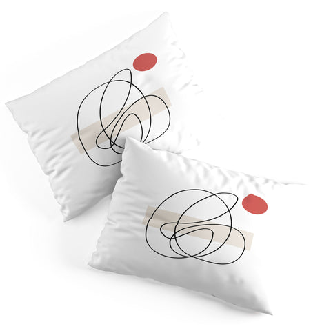 Mambo Art Studio Abstract Lines Red Dot Pillow Shams