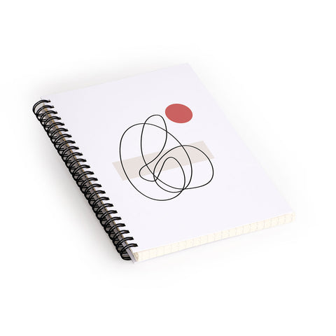 Mambo Art Studio Abstract Lines Red Dot Spiral Notebook