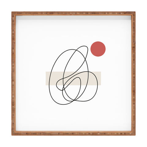 Mambo Art Studio Abstract Lines Red Dot Square Tray
