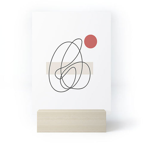 Mambo Art Studio Abstract Lines Red Dot Mini Art Print