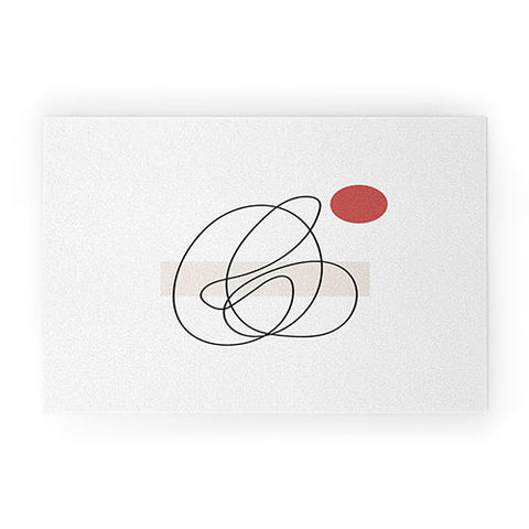 Mambo Art Studio Abstract Lines Red Dot Welcome Mat